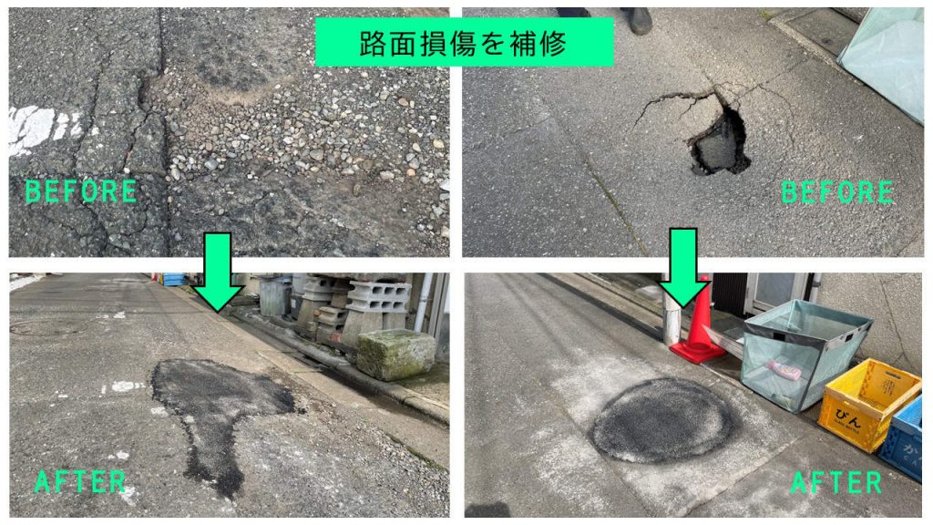 路面損傷を補修