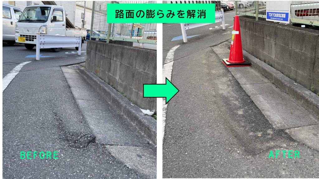 路面の膨らみを解消