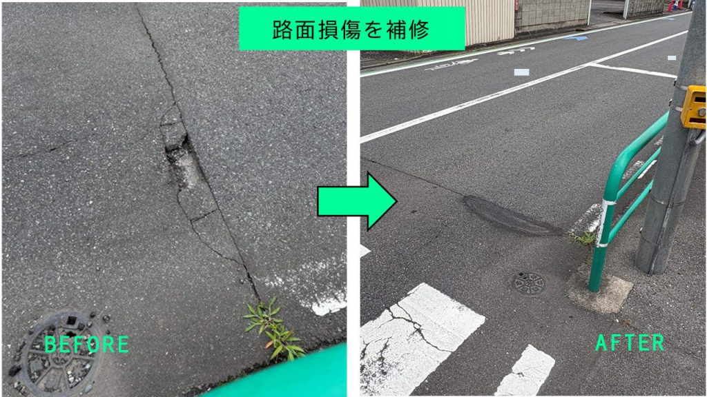路面損傷を補修